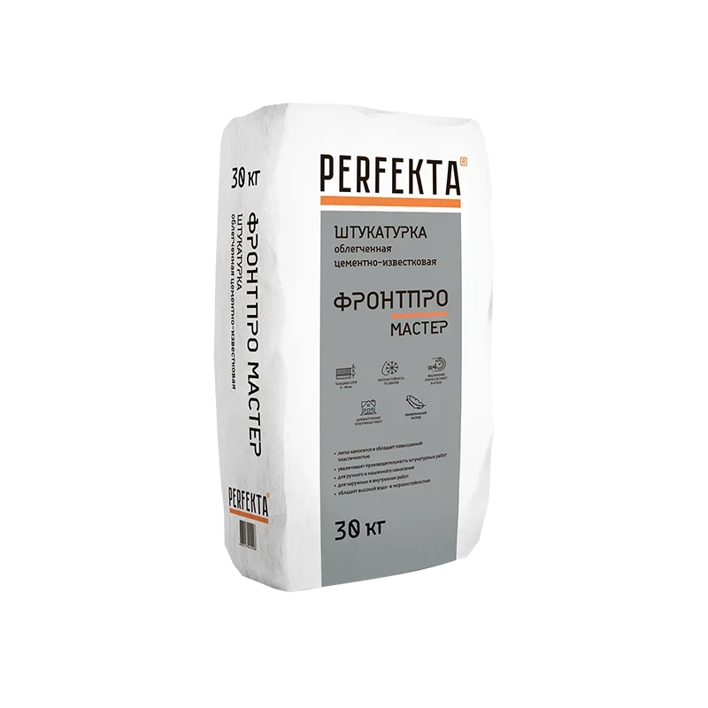 Perfekta ФронтПро, 30 кг, Штукатурка цементная фасадная облегченная для машинного нанесения, Серый
Perfekta ФронтПро, 30 кг, Штукатурка цементная фасадная облегченная для машинного нанесения, Серый