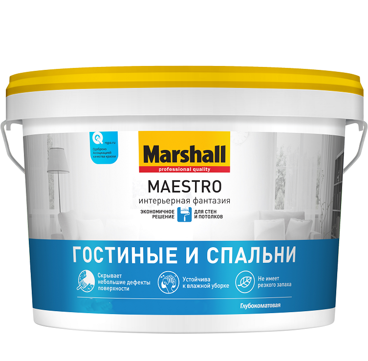 Краска для стен и потолков Marshall Maestro Интерьерная Фантазия глубокоматовая 9 л, Белый
Краска для стен и потолков Marshall Maestro Интерьерная Фантазия глубокоматовая 9 л, Белый
