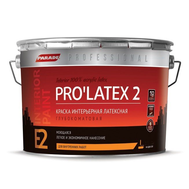 Краска латексная Parade Professional E2 Pro Lateх2 интерьерная глубокоматовая основа C 9 л, Бесцветный
Краска латексная Parade Professional E2 Pro Lateх2 интерьерная глубокоматовая основа C 9 л, Бесцветный