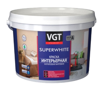 VGT Superwhite 3 кг, Краска интерьерная акриловая влагостойкая (супербелая), Белый
VGT Superwhite 3 кг, Краска интерьерная акриловая влагостойкая (супербелая), Белый