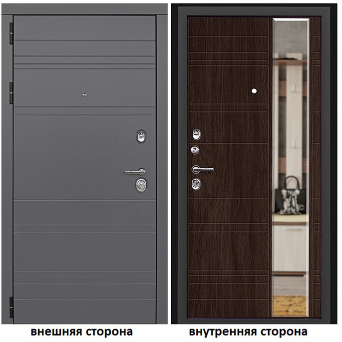 Дверь входная Дверной континент Новелло левая графит - венге поперечный с зеркалом 860х2050 мм
Дверь входная Дверной континент Новелло левая графит - венге поперечный с зеркалом 860х2050 мм