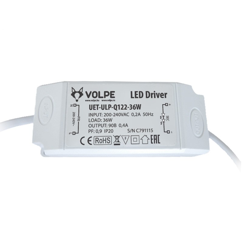 Блок питания Volpe UET-ULP-Q122-36W для светодиодного светильника ULP-Q122 6060-36W
Блок питания Volpe UET-ULP-Q122-36W для светодиодного светильника ULP-Q122 6060-36W