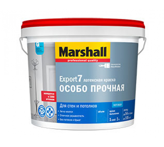 Купить Marshall Export 7 матовая краска для внутренних работ, моющаяся, баз Bw 9л 5248848