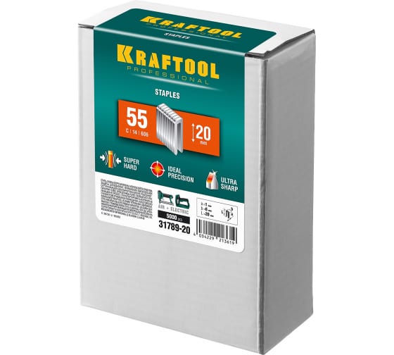 Купить Kraftool 20 мм скобы для степлера узкие тип 55, 5000 шт