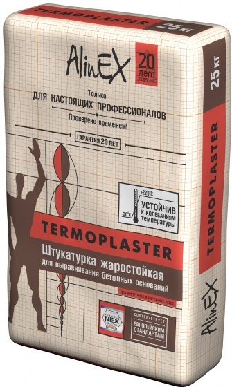 Купить Штукатурка цементная жаростойкая alinex termoplaster, 25 кг