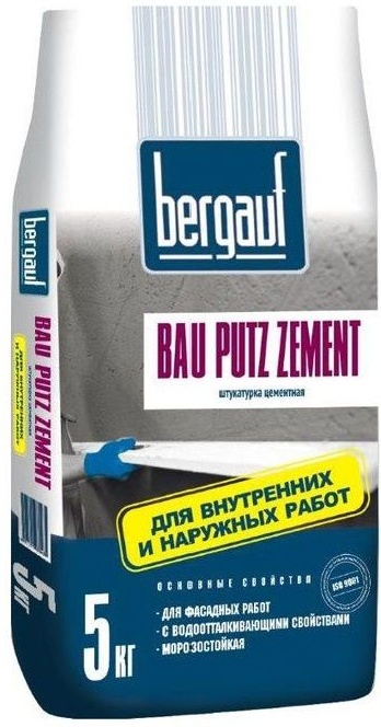 Купить Bau Putz zement 5 кг - цементная штукатурка с повышенной водо- и морозостойкостью