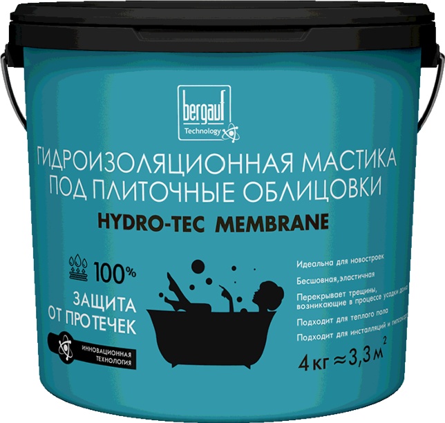 Купить Hydro-tec membrane гидроизоляционная мастика под плиточные облицовки лето-зима, 4кг