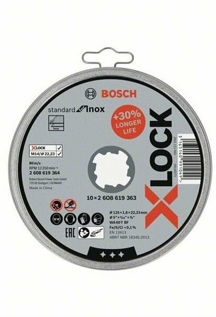 Купить Bosch x-lock отрезной диск standard for inox 125x1.6x22.23мм прямой 10шт 2608619364