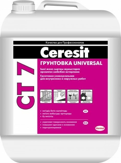 Купить Ceresit ст 7 грунтовка универсальная глубокопроникающая водно-дисперсионная, 5 л