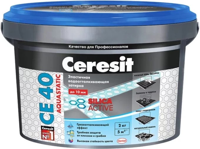 Купить Ceresit ce40 silicaactive цветная водоотталкивающая затирка для швов до 10 мм в ведре, цвет- белый white, 2 кг