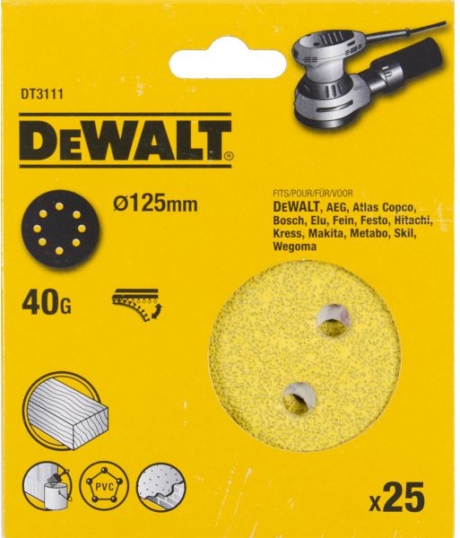 Купить Dewalt, dt3111, шлифкруги для эксцентриковых шлифмашин быстрозаменяемый на бумажной основе, 125 мм,