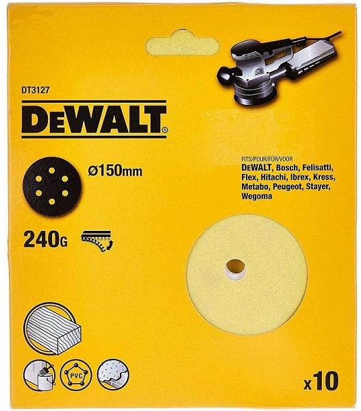 Купить Dewalt, dt3127, шлифкруги для эксцентриковых шлифмашин быстрозаменяемый на бумажной основе, 150 мм,