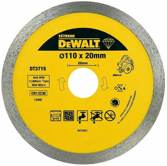 Купить Dewalt, dt3715, алмазный отрезной круг Extreme dewalt® для плиткореза dwc410 110 x 20 x 1.6 мм. высо