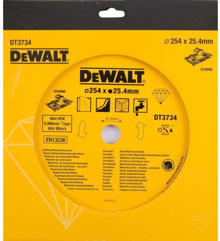 Купить Dewalt, dt3734, алмазный отрезной круг универсальный для мокрого резания 250x25.4,h=5мм