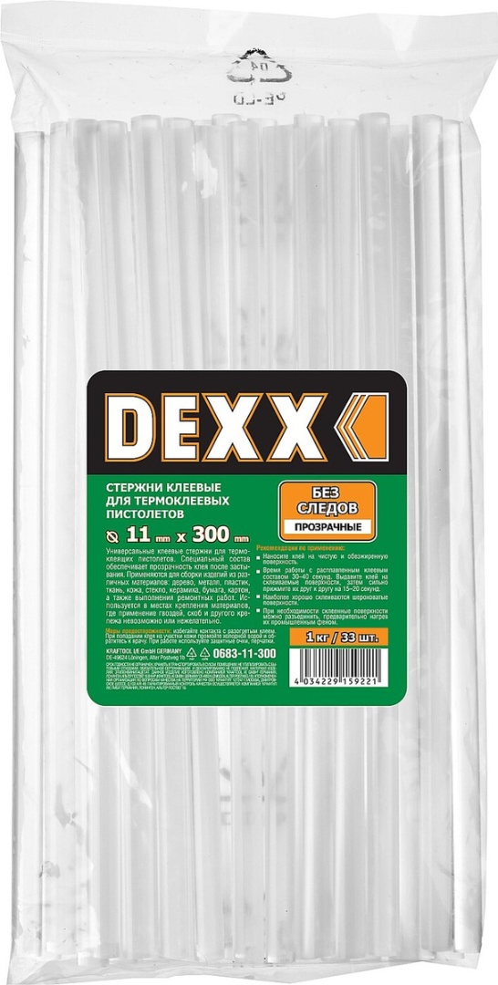 Купить Dexx стержни Dexx клеевые, для термо-клеевых пистолетов, 11/300мм, прозрачный, 1кг 0683-11-300