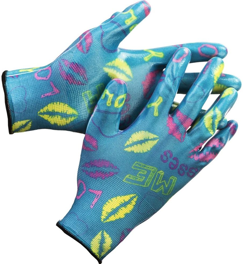 Купить Grinda перчатки садовые, прозрачное нитриловое покрытие, размер l-xl, синие 11296-xl