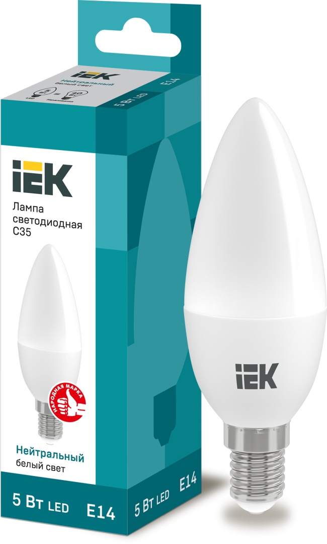 Купить Iek лампа Led c35 свеча 5вт 230в 4000к e14 lle-c35-5-230-40-e14