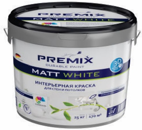 Купить Premix интерьерная акриловая краска белоснежная matt white 25 кг