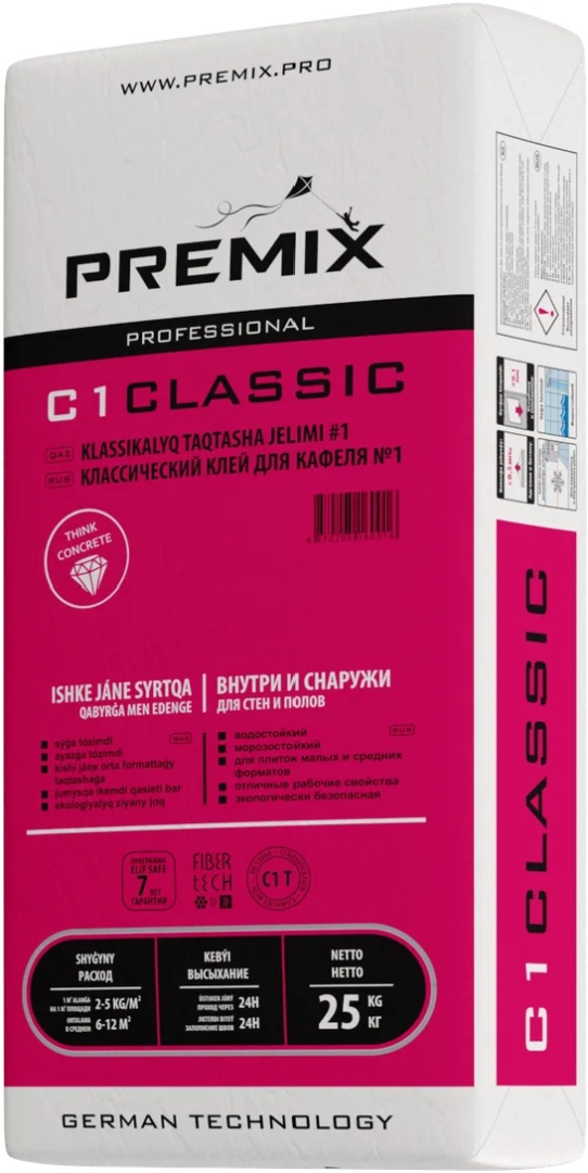 Купить Premix c1 classic 25кгклассический клей для кафеля. для внутренних и наружных работ.