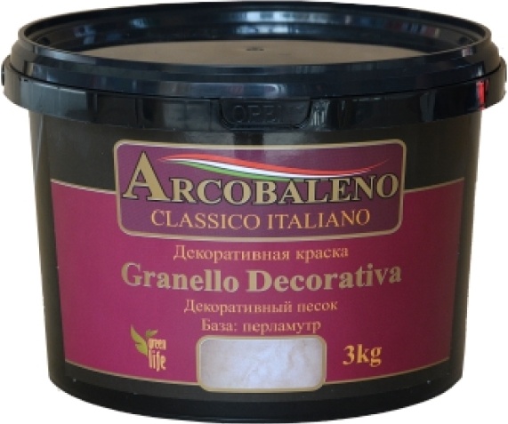 Купить Краска Arcobaleno Granello Decorativa металлик перламутор 3 кг