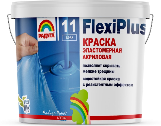 Купить Краска flexiplus эластомерная резиновая для фасадов и помещений база с 10 кг