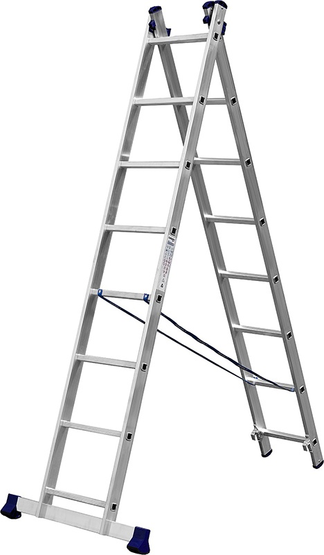 Купить Лестница сибин универсальная, двухсекционная, 8 ступеней