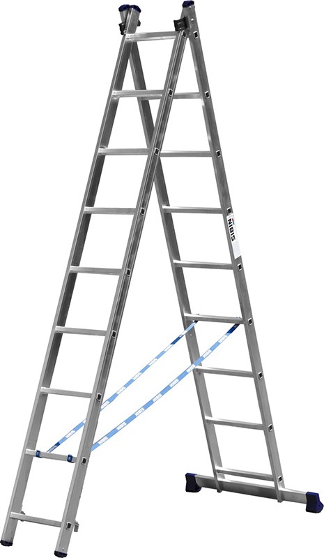 Купить Лестница сибин универсальная, двухсекционная, 9 ступеней