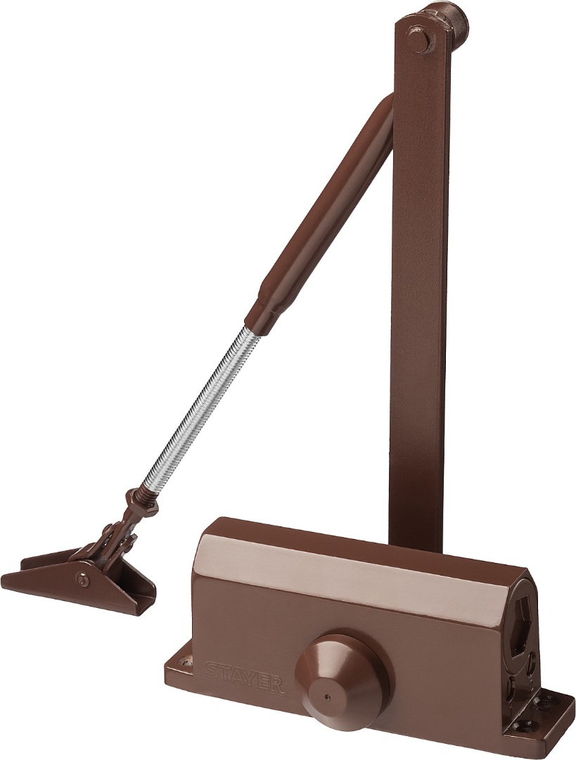 Купить Stayer доводчик дверной , для дверей массой до 80 кг, цвет коричневый 37917-80