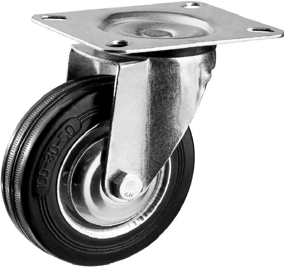 Купить Зубр колесо поворотное d=100 мм, г/п 70 кг, резина/металл, игольчатый подшипник, 30936-100-s