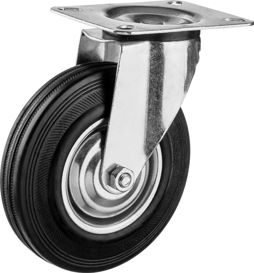 Купить Зубр колесо поворотное d=125 мм, г/п 100 кг, резина/металл, игольчатый подшипник, 30936-125-s