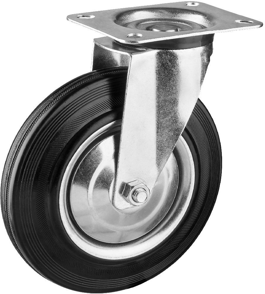 Купить Зубр колесо поворотное d=200 мм, г/п 185 кг, резина/металл, игольчатый подшипник, 30936-200-s
