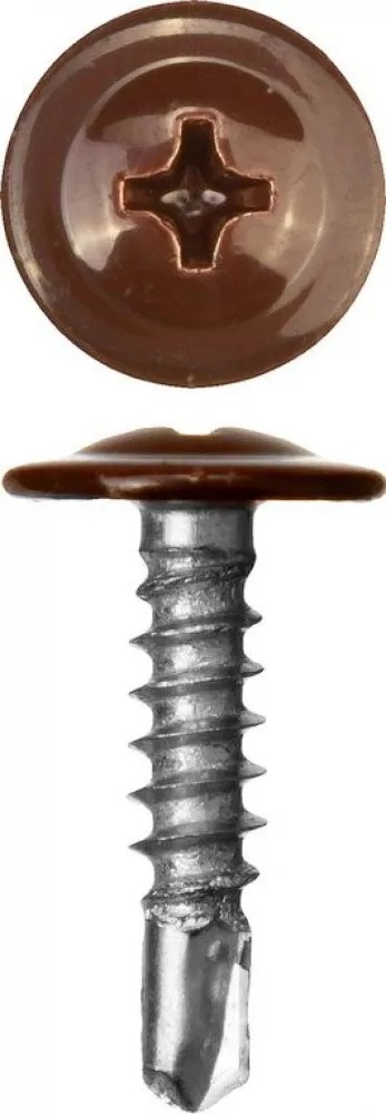 Купить Саморезы пшм-с со сверлом для листового металла, 19x4.2 мм, 450 шт, ral-8017 шоколадно-коричневый, зубр
