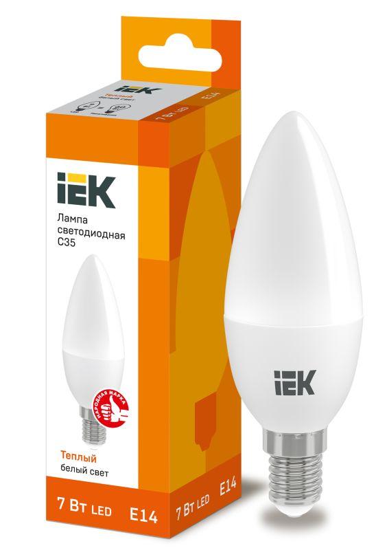 Купить Лампа светодиодная Eco c35 7вт свеча 3000к e14 230в Iek lle-c35-7-230-30-e14
