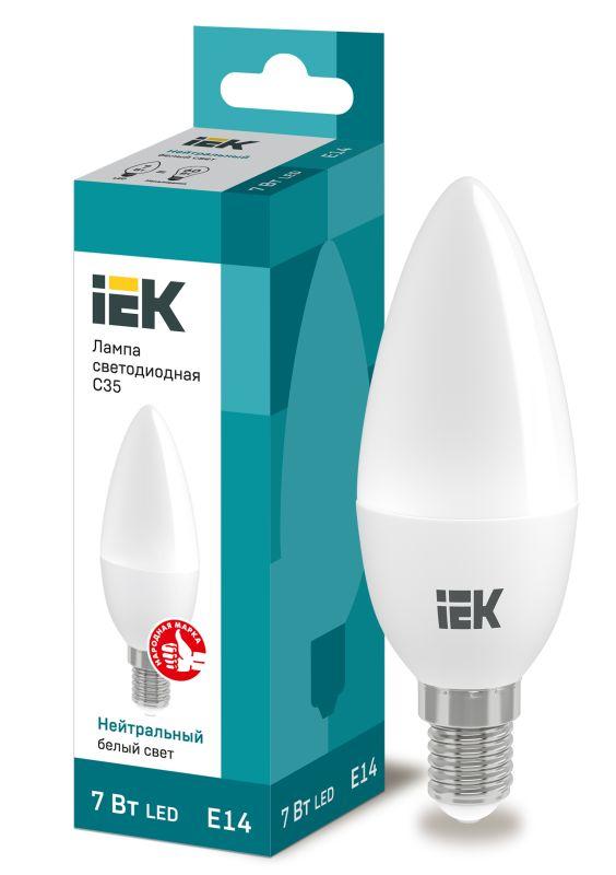 Купить Лампа светодиодная Eco c35 7вт свеча 4000к e14 230в Iek lle-c35-7-230-40-e14