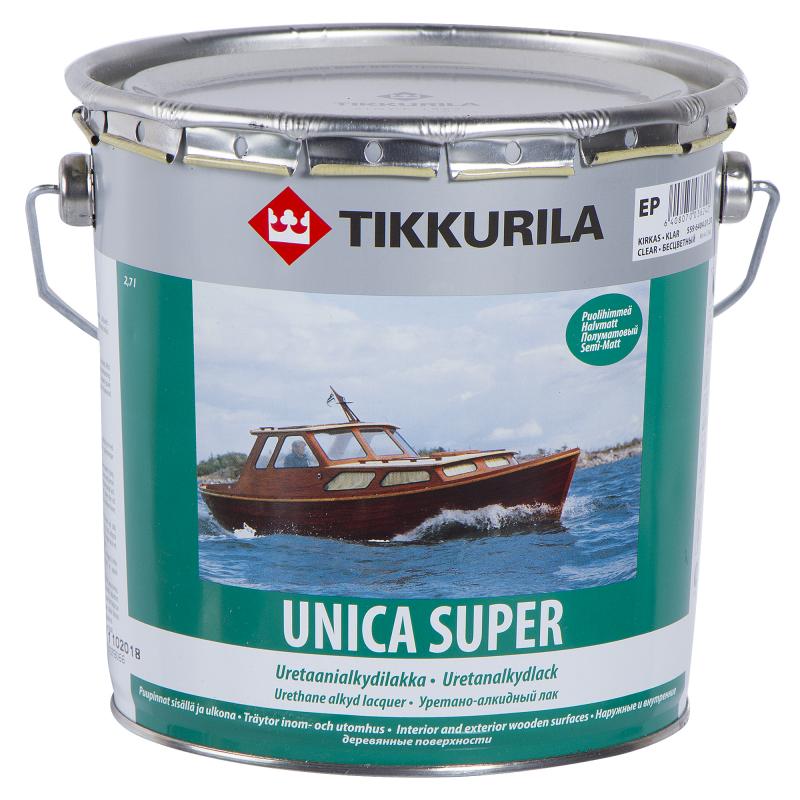 Купить Tikkurila Unica super, 2.7 л, Лак для дерева прозрачный полуматовый