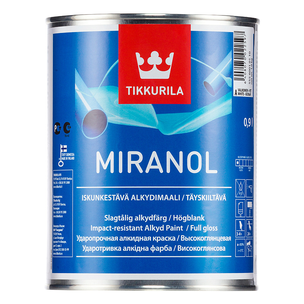 Купить Tikkurila Miranol 2.7 л, Эмаль алкидная универсальная (белая)