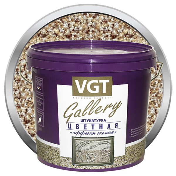 

Штукатурка с эффектом камня VGT Gallery №5 гранит мелкозернистая 6 кг, Бежевый