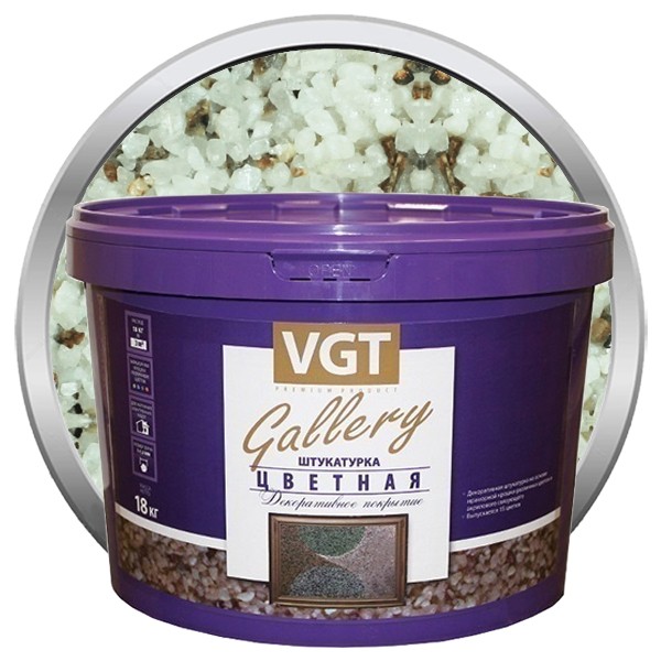 

Штукатурка декоративная VGT Gallery №2 крупнозернистая 18 кг, Белый