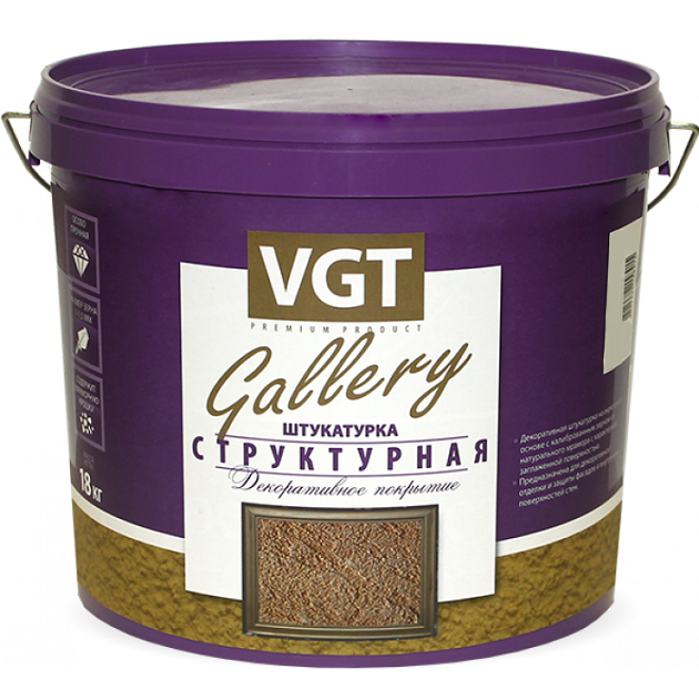 

Штукатурка структурная VGT Gallery мелкозернистая белая 18 кг, Белый