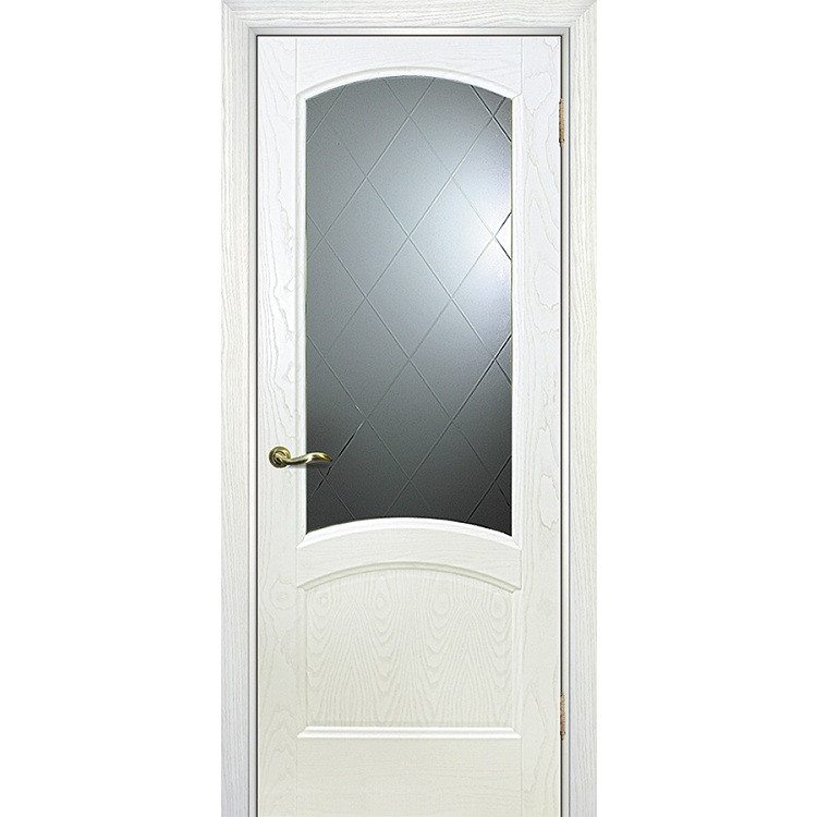 Купить Дверь межкомнатная Текона Вайт 01 шпон Ясень айсберг стекло Готика белое 2000х900 мм