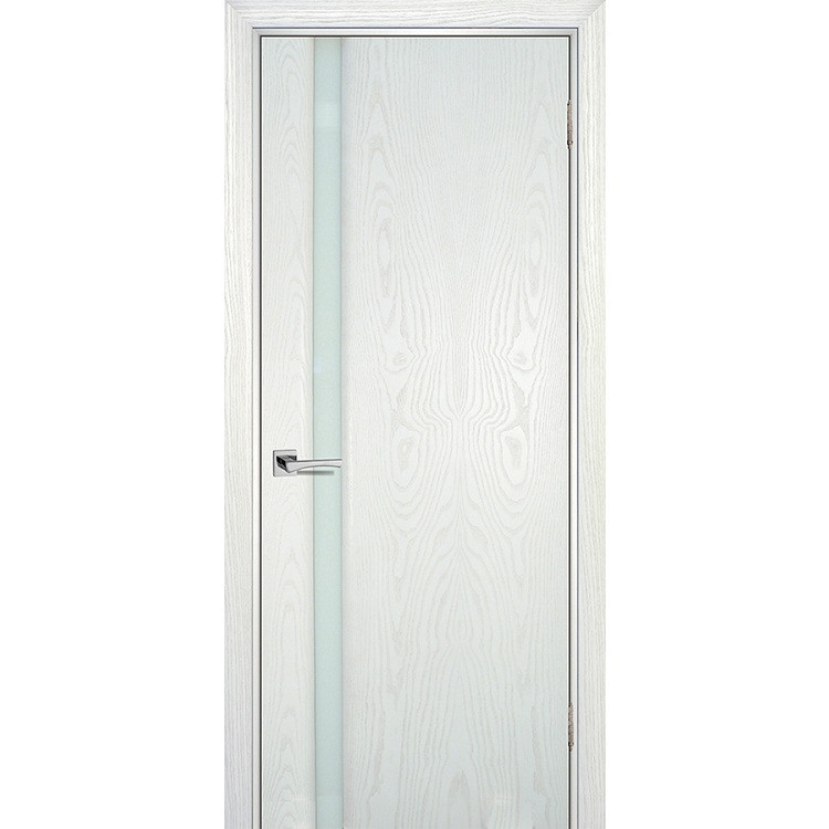 Купить Дверь межкомнатная Текона Страто 01 шпон Ясень айсберг стекло молочный триплекс 1900х600 мм