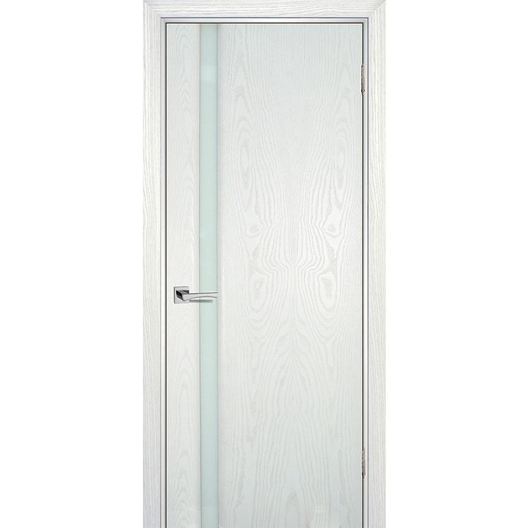 Купить Дверь межкомнатная Текона Страто 01 шпон Ясень айсберг стекло молочный триплекс 2000х600 мм