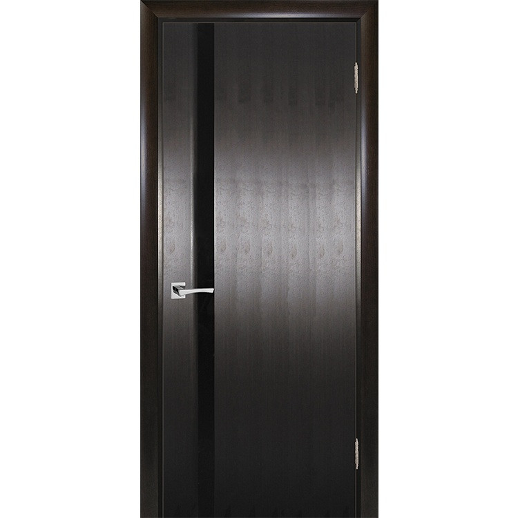 Купить Дверь межкомнатная Текона Страто 01 шпон Черный дуб тонированный стекло черный триплекс 2000х700 мм