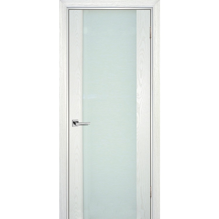 Купить Дверь межкомнатная Текона Страто 02 шпон Ясень айсберг стекло молочный триплекс 2000х700 мм