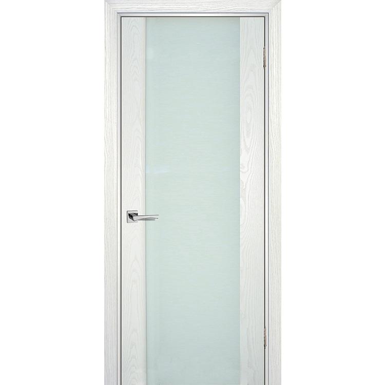 Купить Дверь межкомнатная Текона Страто 02 шпон Ясень айсберг стекло молочный триплекс 2000х900 мм