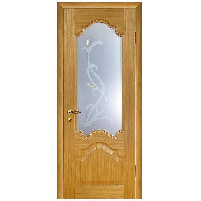 Купить Дверь межкомнатная Мариам Кардинал шпон Светлый дуб стекло сатинат художественный рисунок 2000х600 мм