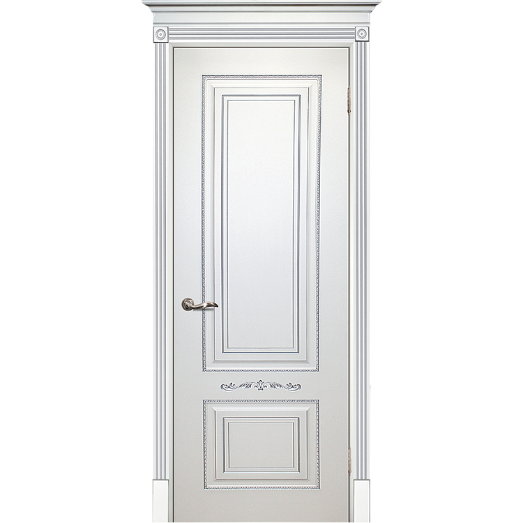 Купить Дверь межкомнатная Текона Смальта 04 белое RAL 9003 патина серебро глухое 2000х700 мм