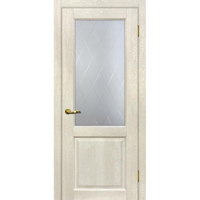 Купить Дверь межкомнатная Мариам Тоскана-1 ПВХ Бьянко стекло белый сатинат ромб 2000х700 мм