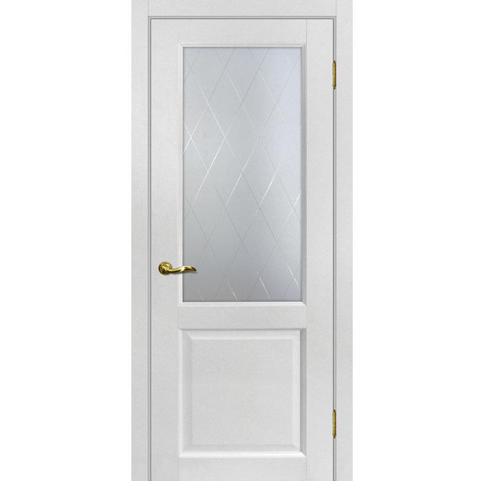Купить Дверь межкомнатная Мариам Тоскана-1 ПВХ Пломбир стекло белый сатинат ромб 2000х600 мм