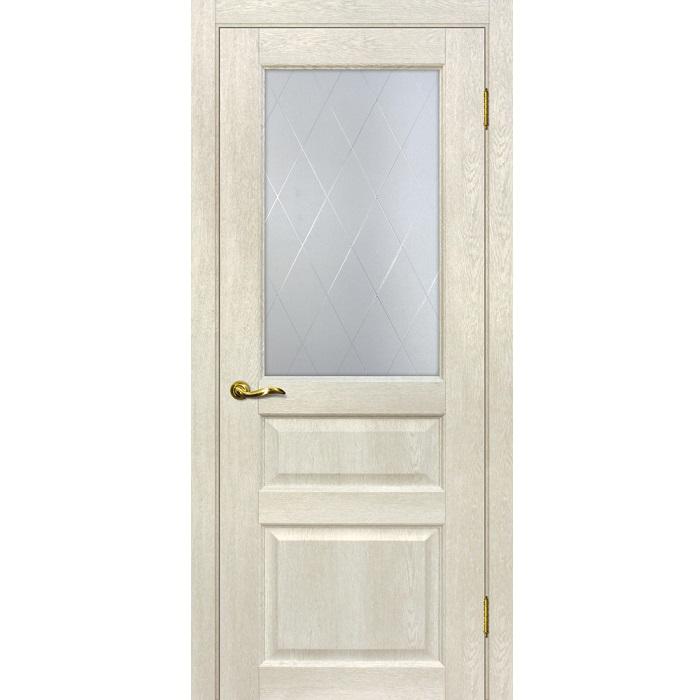Купить Дверь межкомнатная Мариам Тоскана-2 ПВХ Бьянко стекло белый сатинат ромб 2000х900 мм